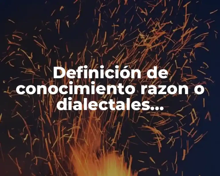 Definición de conocimiento razon o dialectales trascendentales