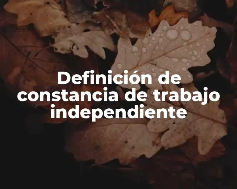 Definición de constancia de trabajo independiente
