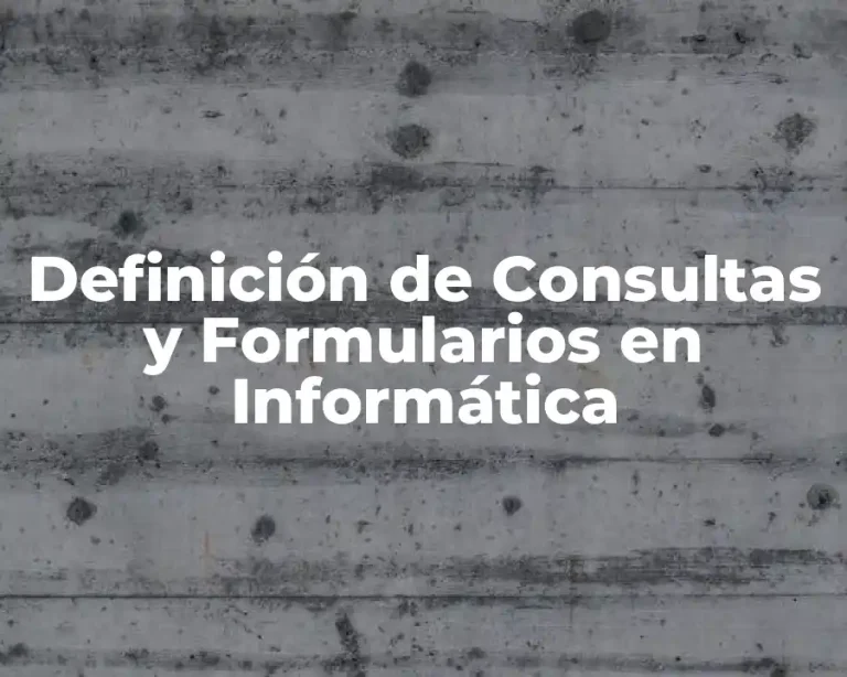 Definición de Consultas y Formularios en Informática
