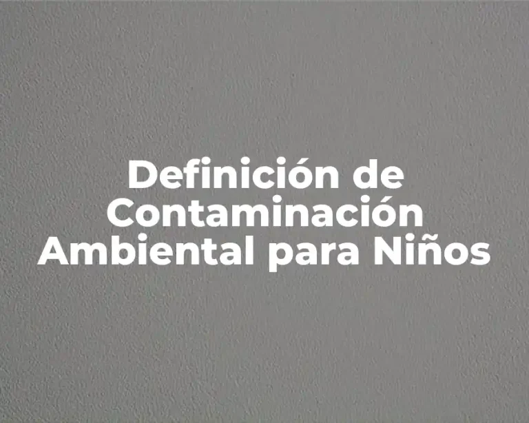 Definición de Contaminación Ambiental para Niños