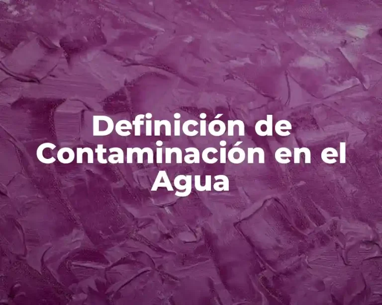 Definición de Contaminación en el Agua