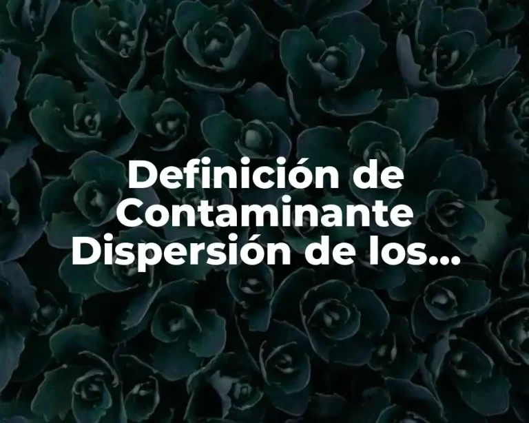 Definición de Contaminante Dispersión de los Contaminantes