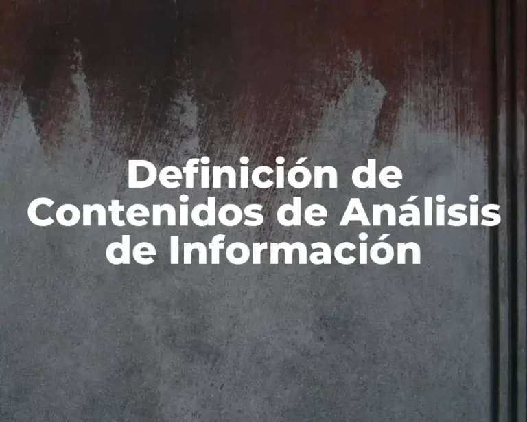 Definición de Contenidos de Análisis de Información