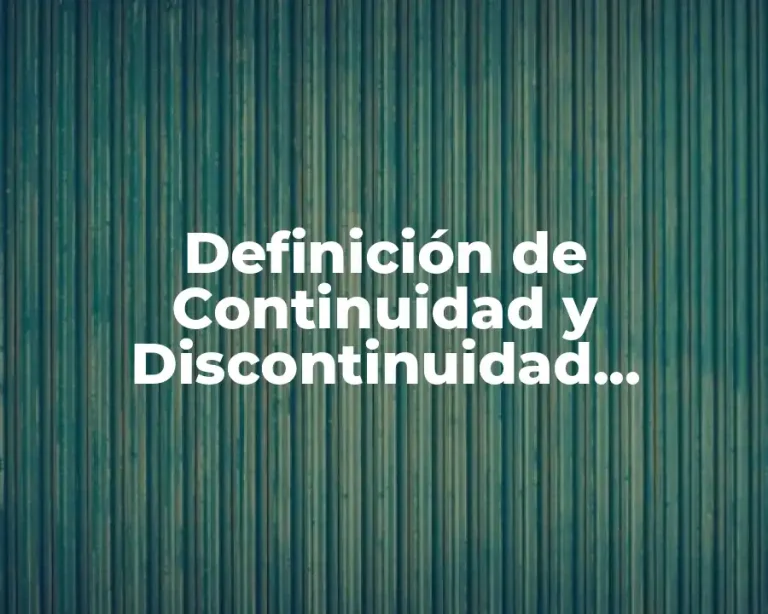 Definición de Continuidad y Discontinuidad Matemática
