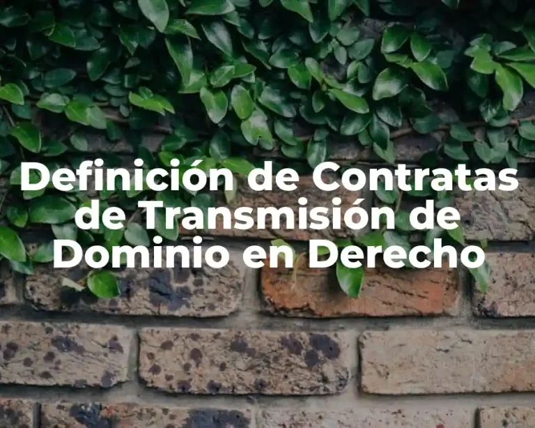 Definición de Contratas de Transmisión de Dominio en Derecho