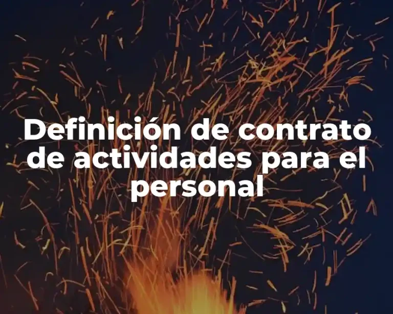 Definición de contrato de actividades para el personal
