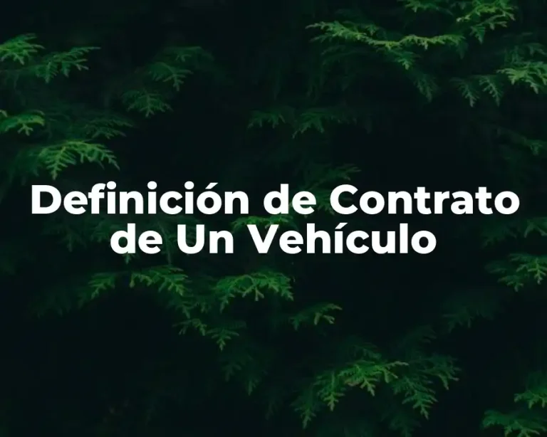 Definición de Contrato de Un Vehículo