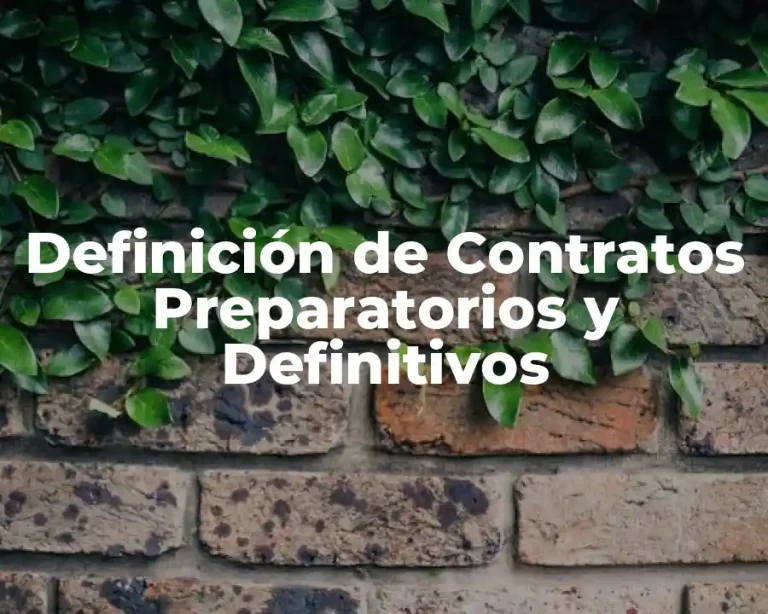Definición de Contratos Preparatorios y Definitivos