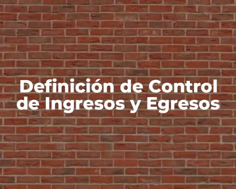 Definición de Control de Ingresos y Egresos