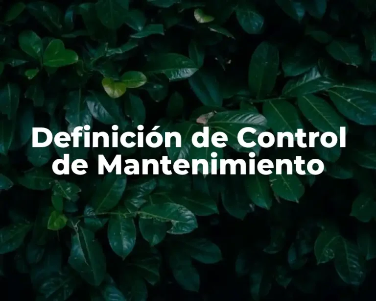 Definición de Control de Mantenimiento