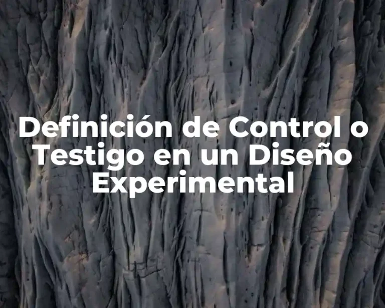 Definición de Control o Testigo en un Diseño Experimental
