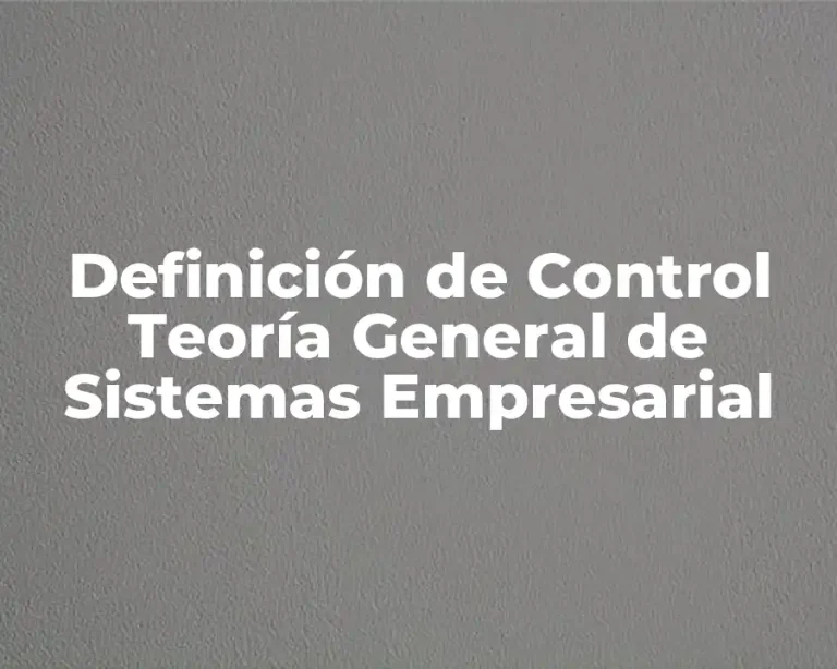 Definición de Control Teoría General de Sistemas Empresarial