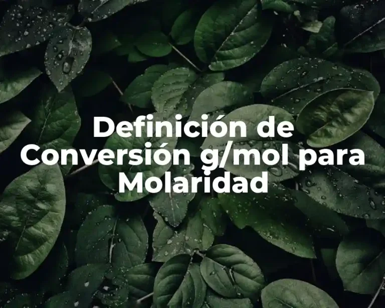 Definición de Conversión g/mol para Molaridad