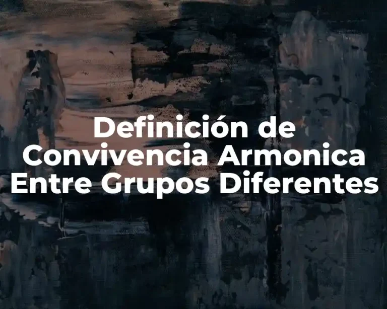 Definición de Convivencia Armonica Entre Grupos Diferentes