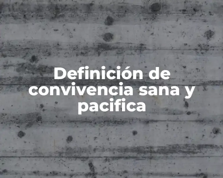 Definición de convivencia sana y pacifica