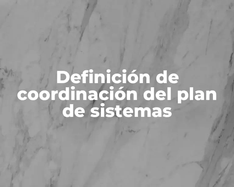 Definición de coordinación del plan de sistemas