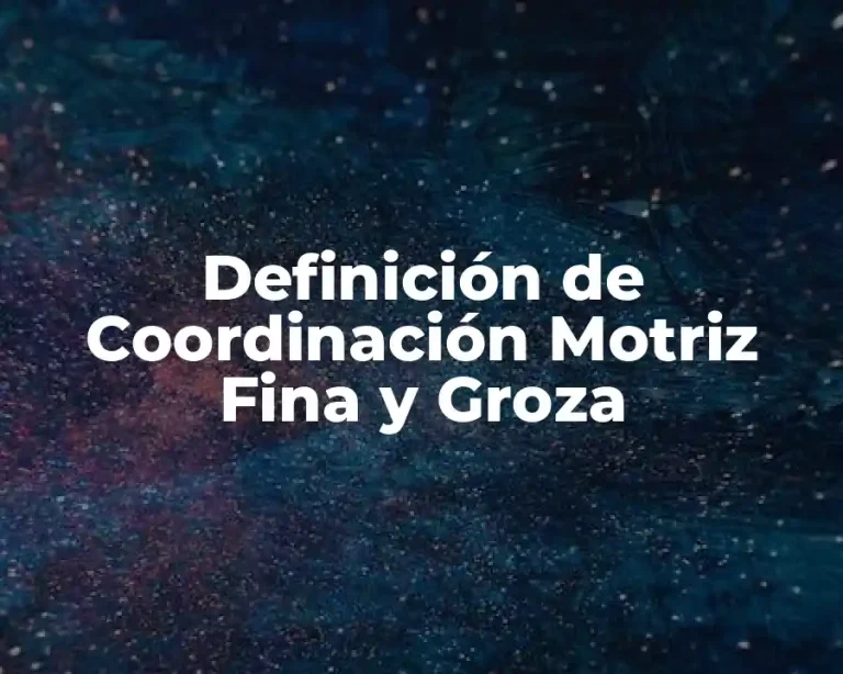 Definición de Coordinación Motriz Fina y Groza