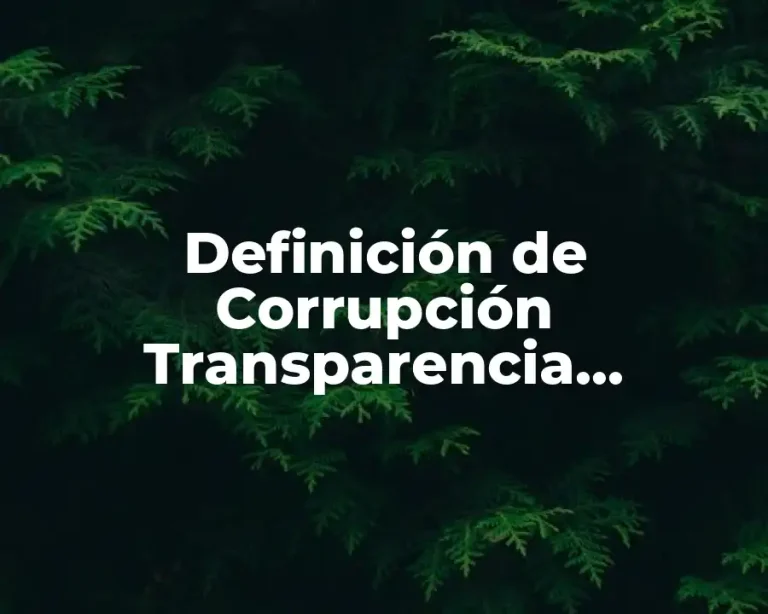 Definición de Corrupción Transparencia Internacional