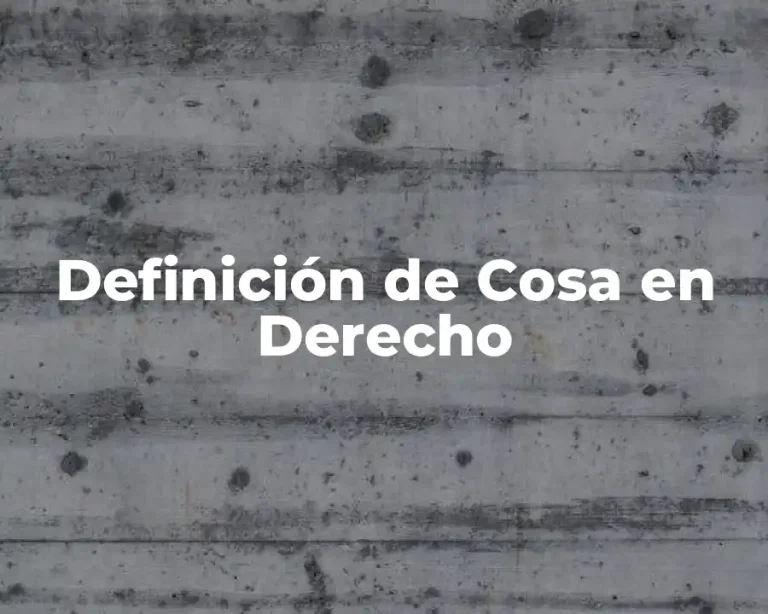 Definición de Cosa en Derecho