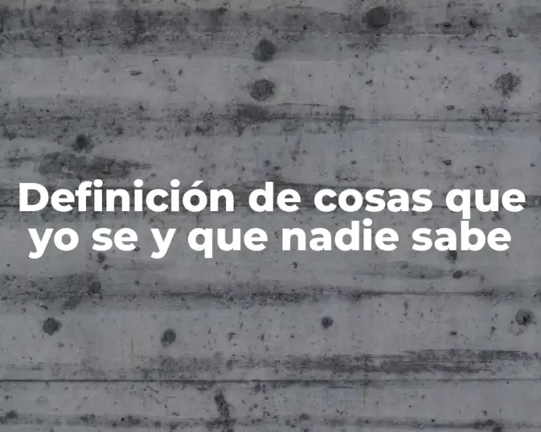 Definición de cosas que yo se y que nadie sabe