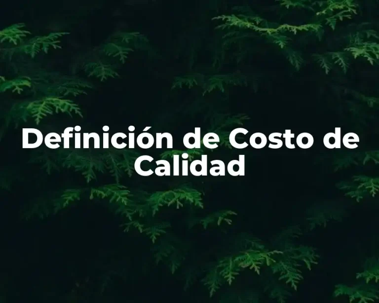 Definición de Costo de Calidad