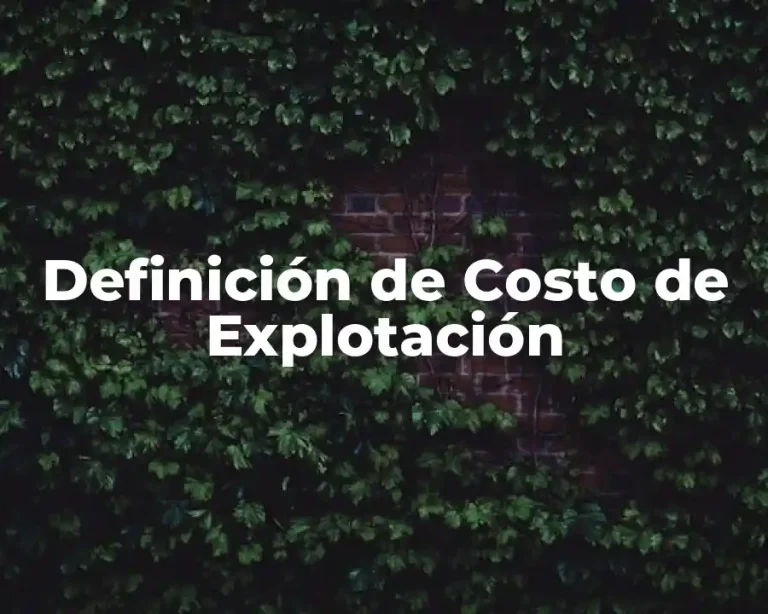 Definición de Costo de Explotación