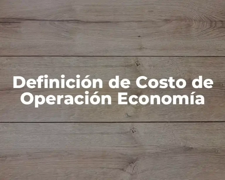 Definición de Costo de Operación Economía