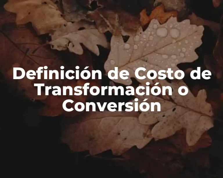 Definición de Costo de Transformación o Conversión