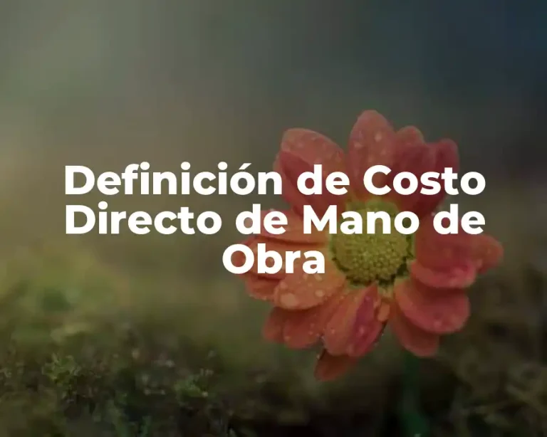 Definición de Costo Directo de Mano de Obra