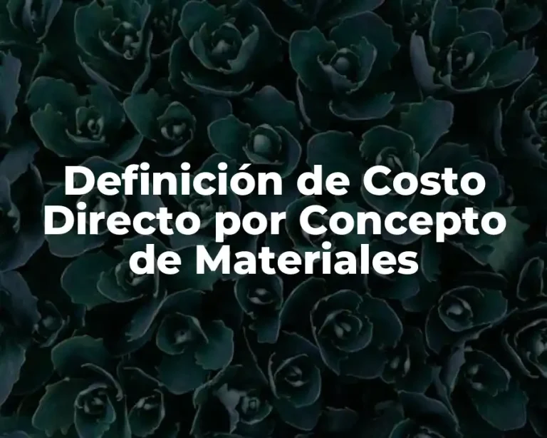 Definición de Costo Directo por Concepto de Materiales