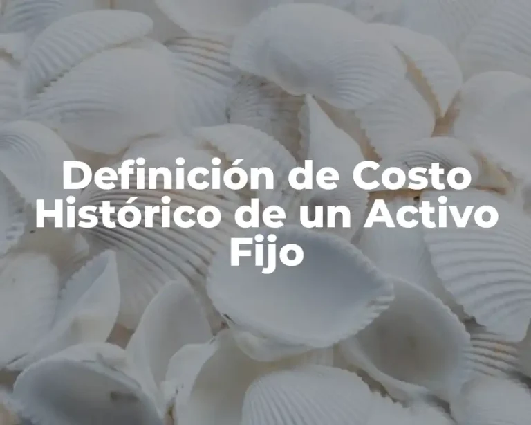 Definición de Costo Histórico de un Activo Fijo