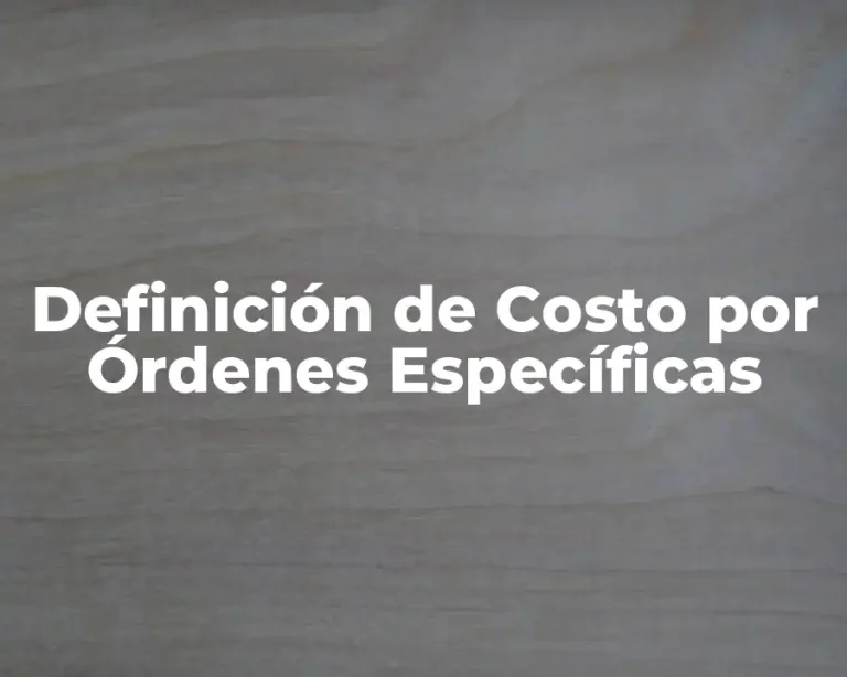 Definición de Costo por Órdenes Específicas