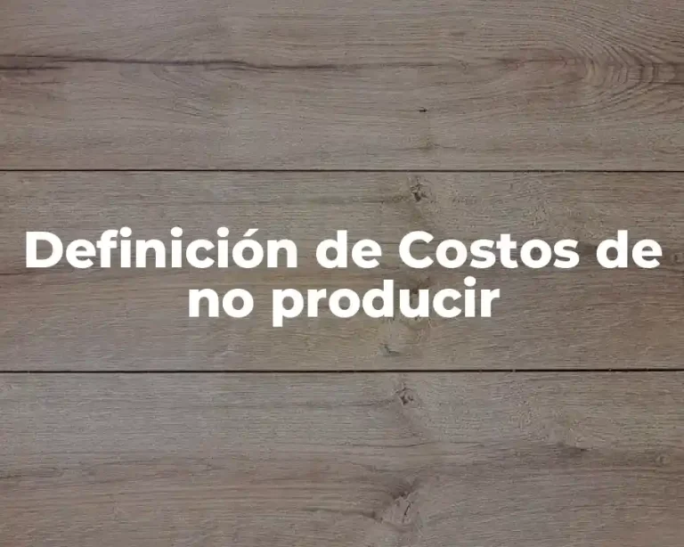 Definición de Costos de no producir