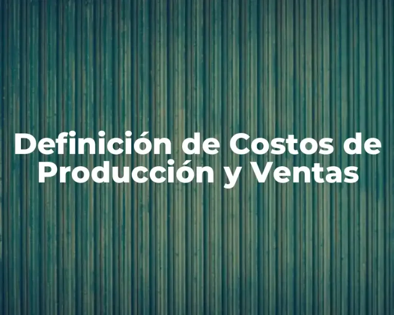 Definición de Costos de Producción y Ventas