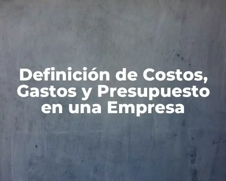 Definición de Costos, Gastos y Presupuesto en una Empresa