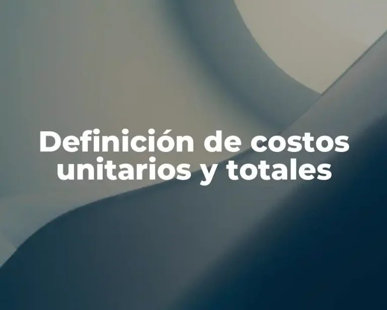 Definición de costos unitarios y totales