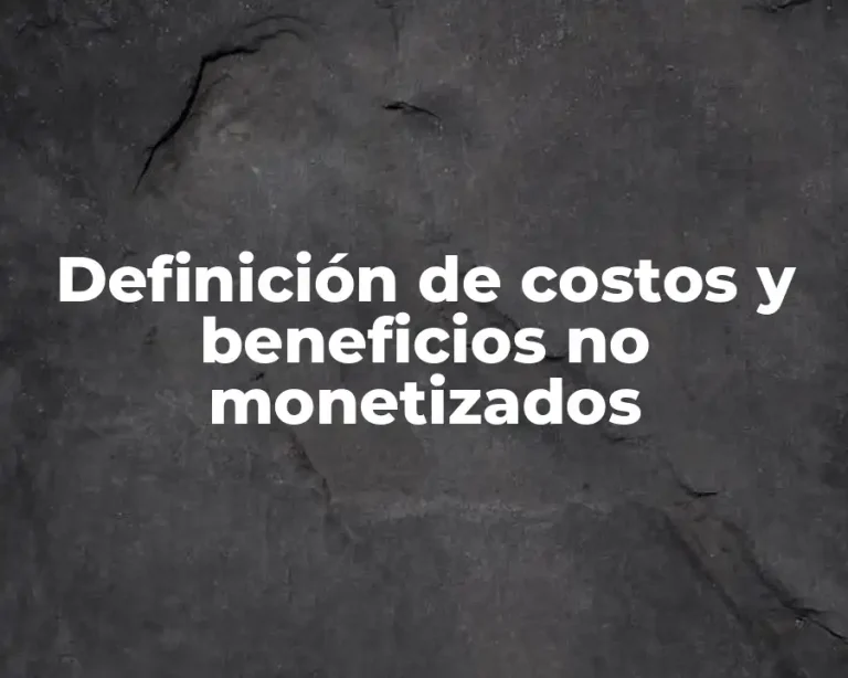 Definición de costos y beneficios no monetizados