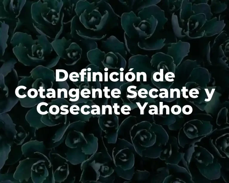 Definición de Cotangente Secante y Cosecante Yahoo