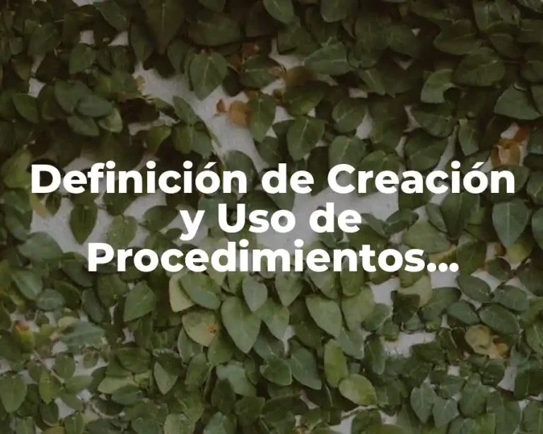 Definición de Creación y Uso de Procedimientos Almacenados