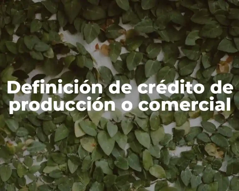 Definición de crédito de producción o comercial