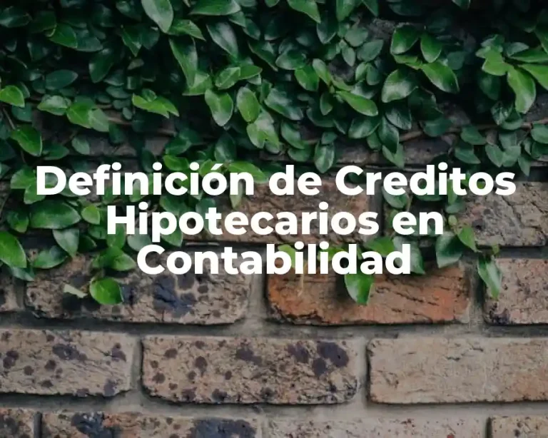 Definición de Creditos Hipotecarios en Contabilidad