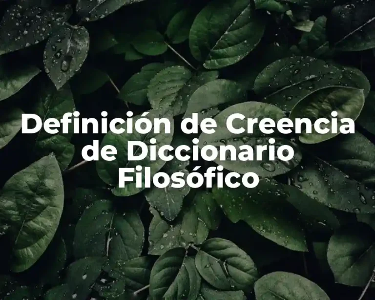 Definición de Creencia de Diccionario Filosófico