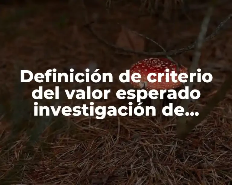 Definición de criterio del valor esperado investigación de operaciones
