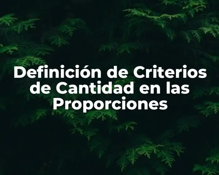 Definición de Criterios de Cantidad en las Proporciones