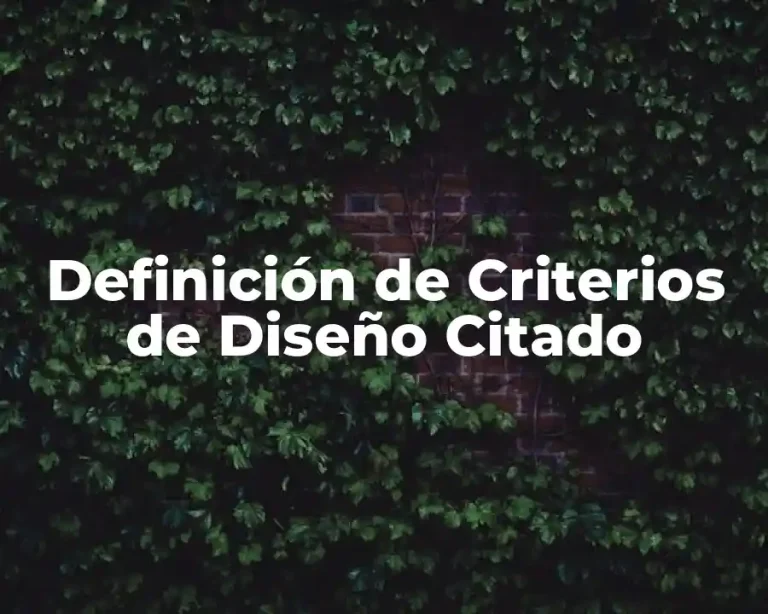 Definición de Criterios de Diseño Citado