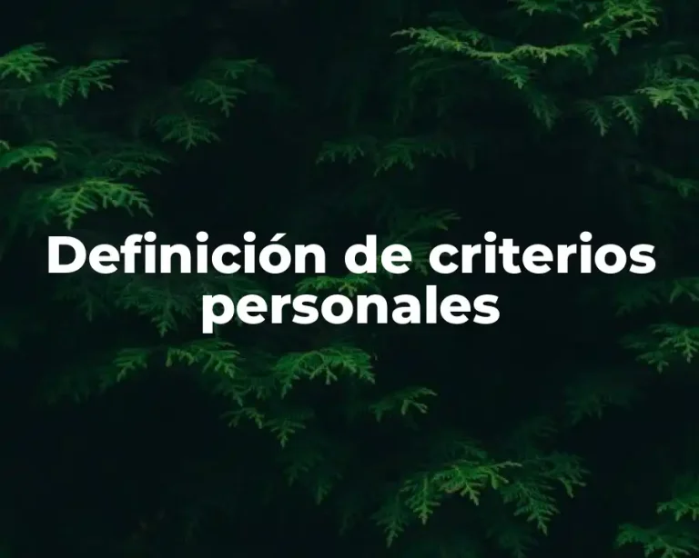 Definición de criterios personales