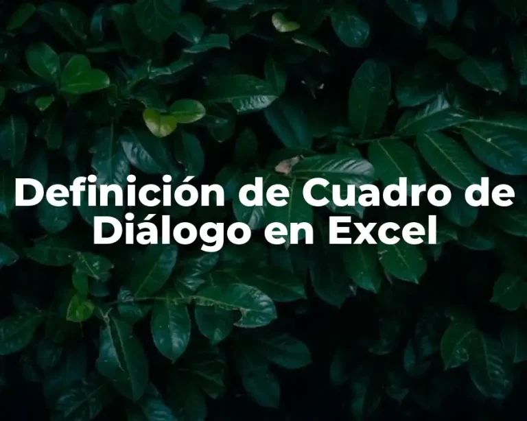 Definición de Cuadro de Diálogo en Excel