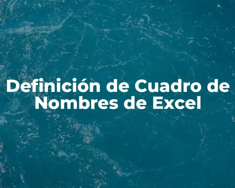 Definición de Cuadro de Nombres de Excel