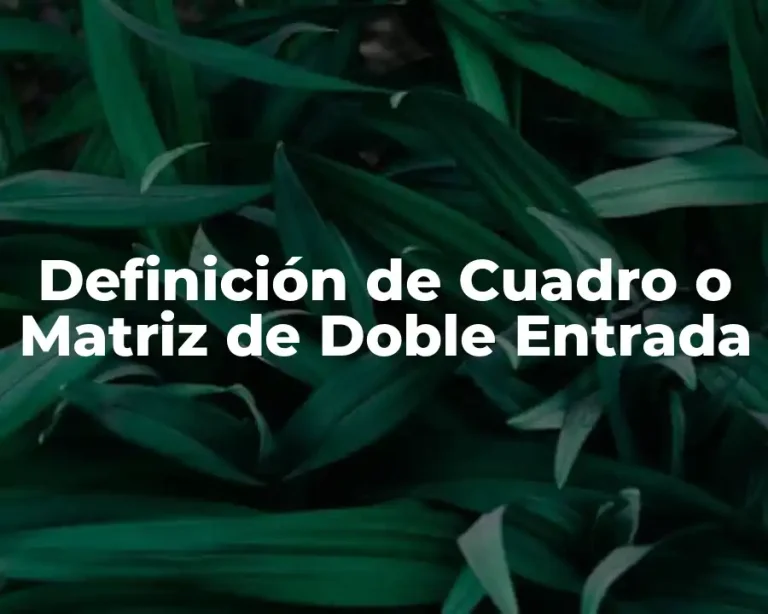 Definición de Cuadro o Matriz de Doble Entrada