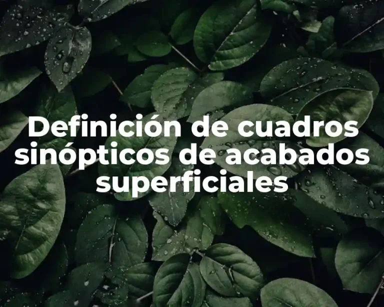 Definición de cuadros sinópticos de acabados superficiales